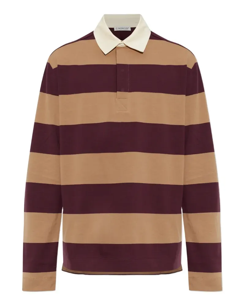 Moncler striped long-sleeve polo shirt - Nude Nude