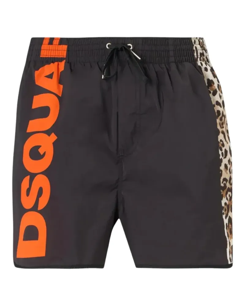 Dsquared2 Midi-Badeshorts mit Leopardenprint - Schwarz Schwarz