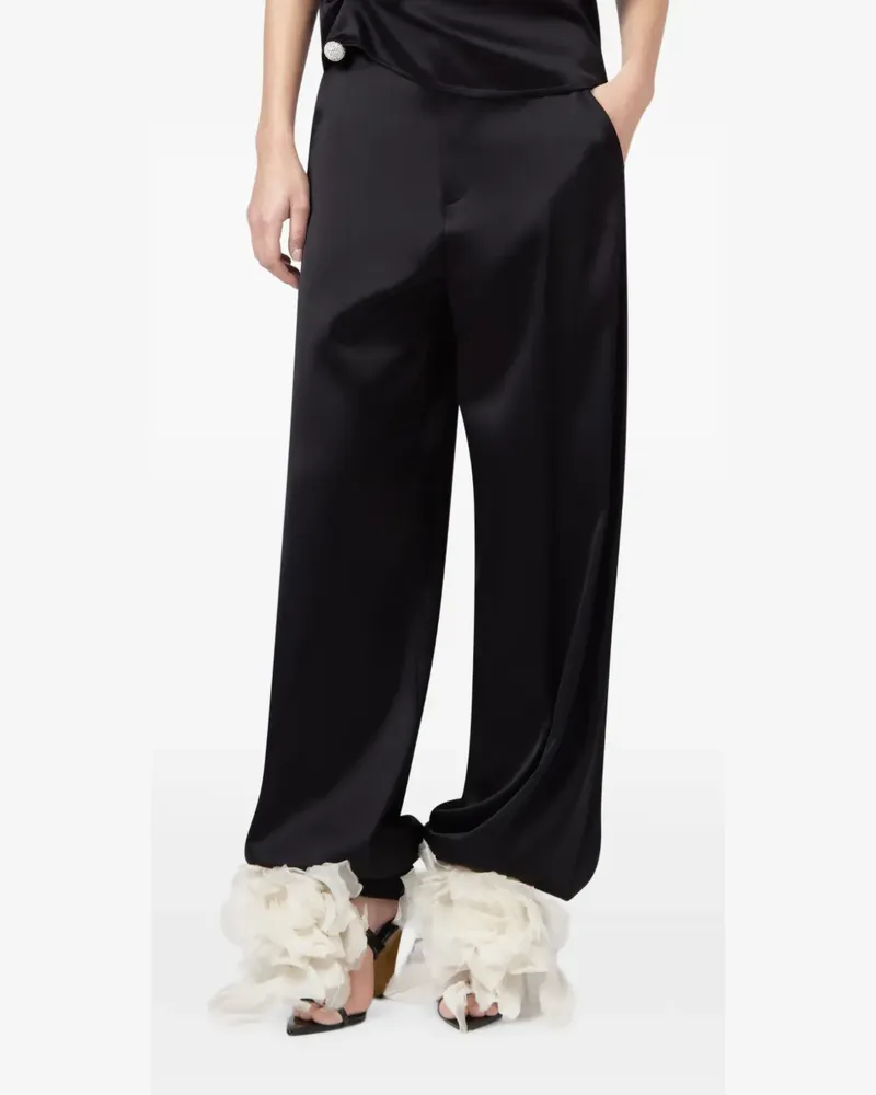 Giuseppe di Morabito Satinhose mit Blumendetail - Schwarz Schwarz