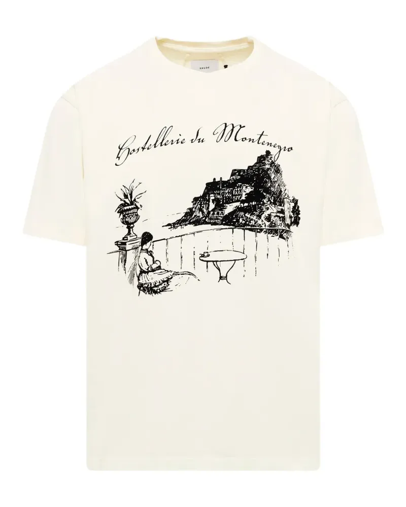 RHUDE Montenegro Morada graphic-print T-shirt - Nude Nude
