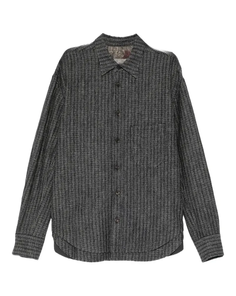 Ziggy Chen Gestreiftes Hemd mit aufgesetzten Taschen - Grau Grau