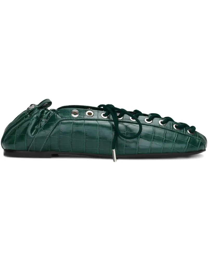 Ganni Ballerinas mit Schnürung - Grün Grün