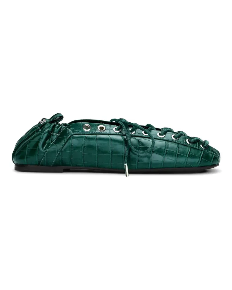 Ganni Ballerinas mit Schnürung - Grün Grün