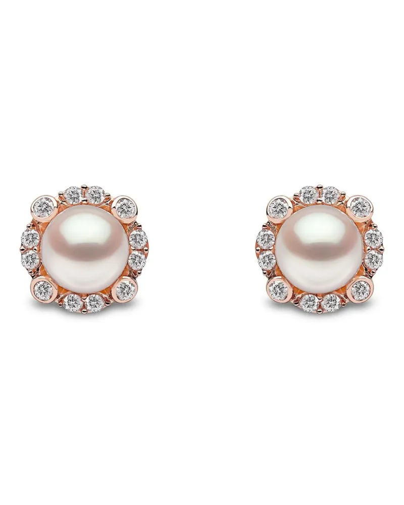 YOKO London 18kt Trend Weißgoldohrringe mit Süßwasserperlen und Diamanten - Rosa Rosa