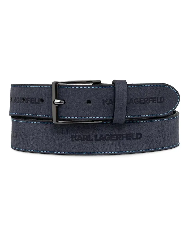 Karl Lagerfeld logo-embossed topstitched belt - Blau Blau