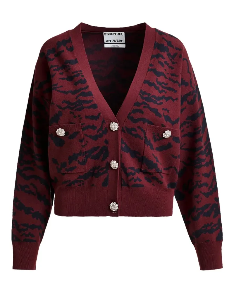 Essentiel Icali Cardigan mit Tiger-Print - Rot Rot