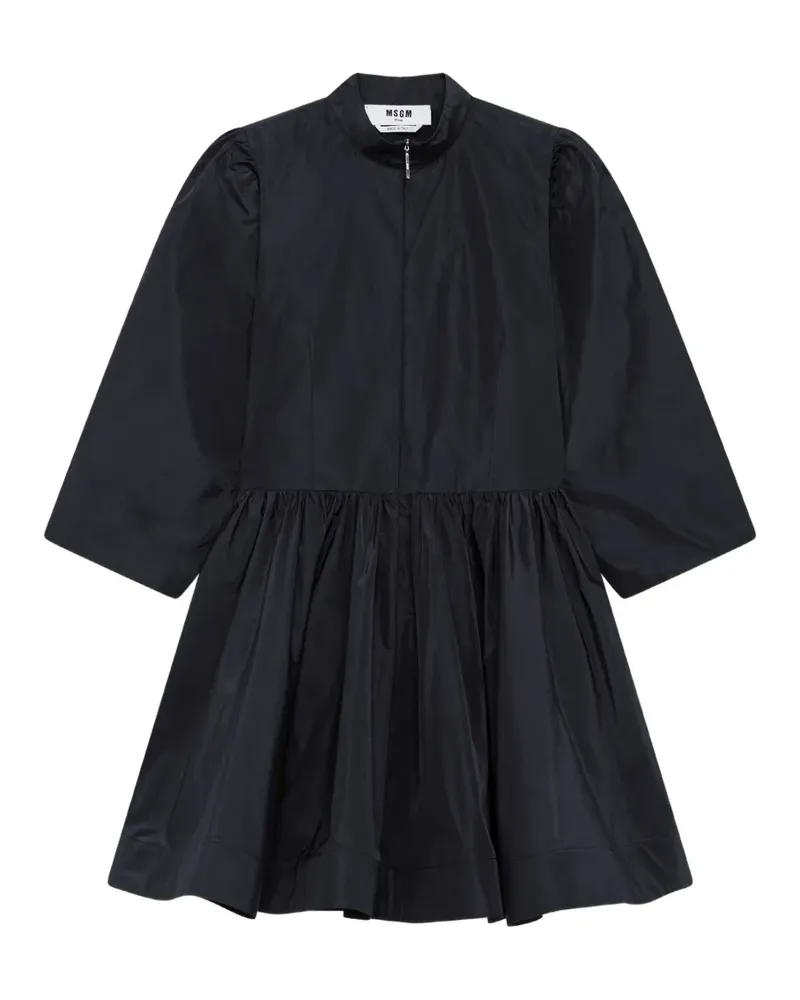 MSGM Gerafftes Minikleid mit Stehkragen - Schwarz Schwarz