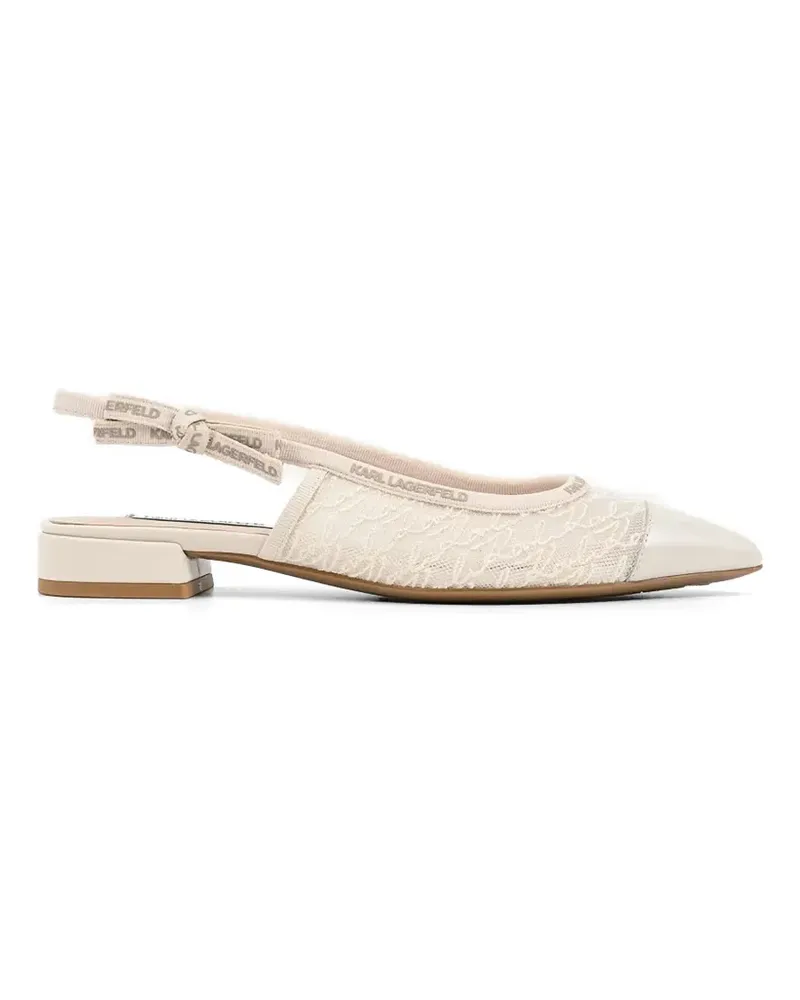 Karl Lagerfeld monogram-lace slingback pumps - Nude Nude