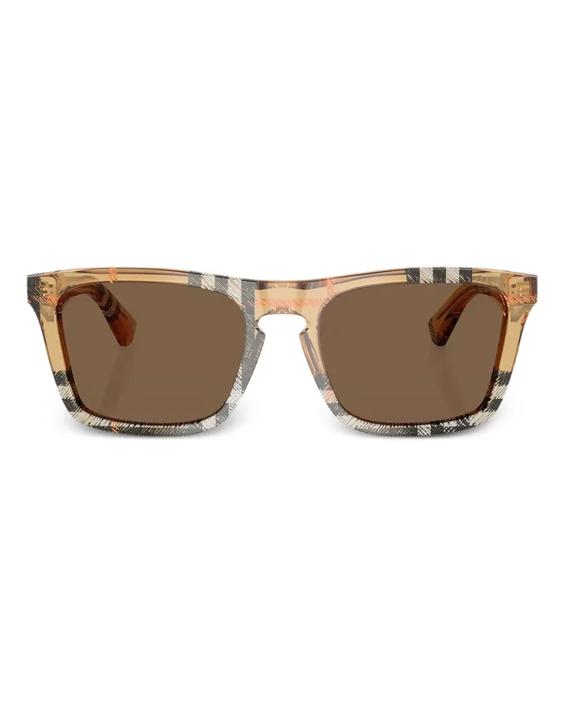 Burberry Eckige Sonnenbrille mit Check - Nude Nude