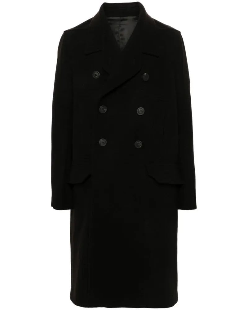 Rick Owens Doppelreihiger Officer Mantel - Schwarz Schwarz