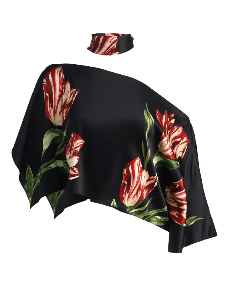 Alice + Olivia Rita floral-print draped top - Schwarz Schwarz