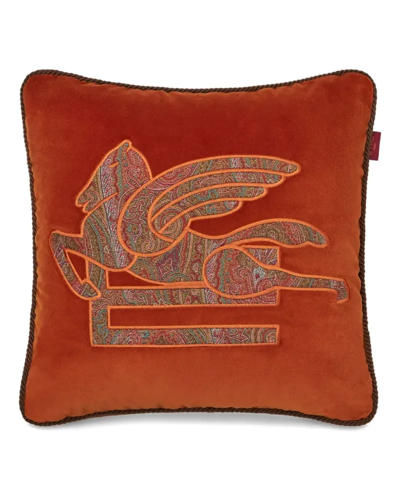 Etro Kissen mit Logo-Stickerei - Orange Orange