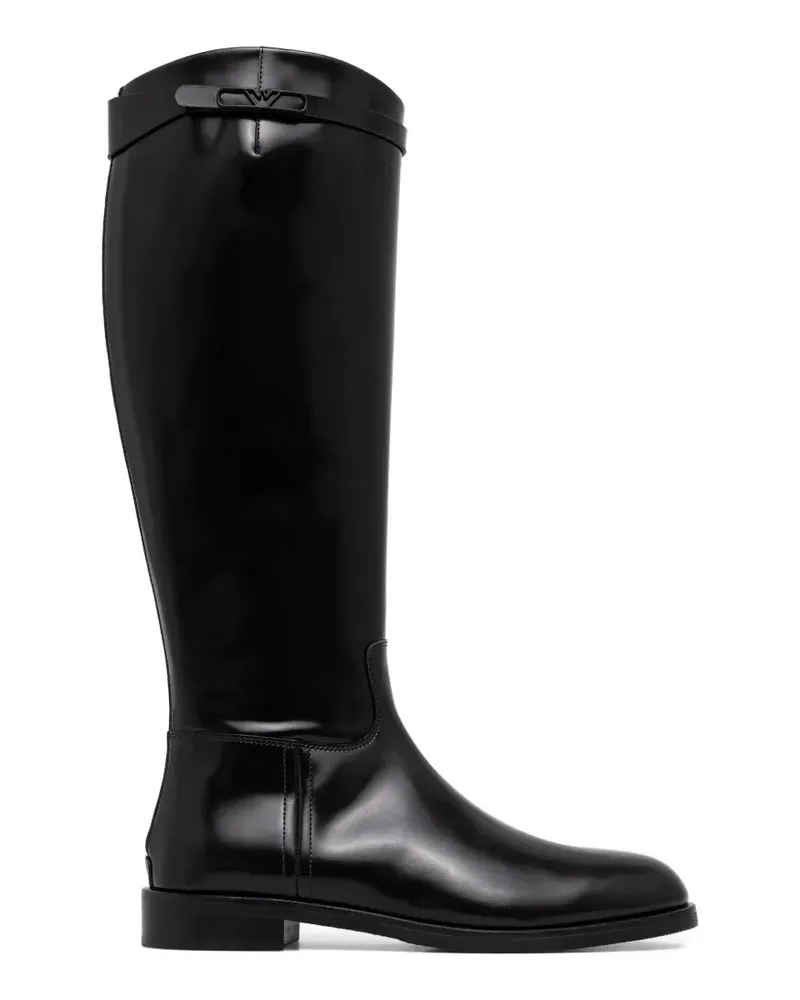 Emporio Armani logo-strap boots - Schwarz Schwarz