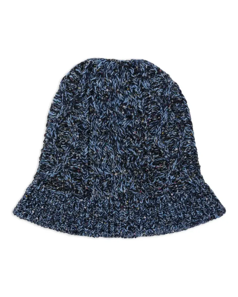 Missoni sequin-embellished cable-knit hat - Blau Blau