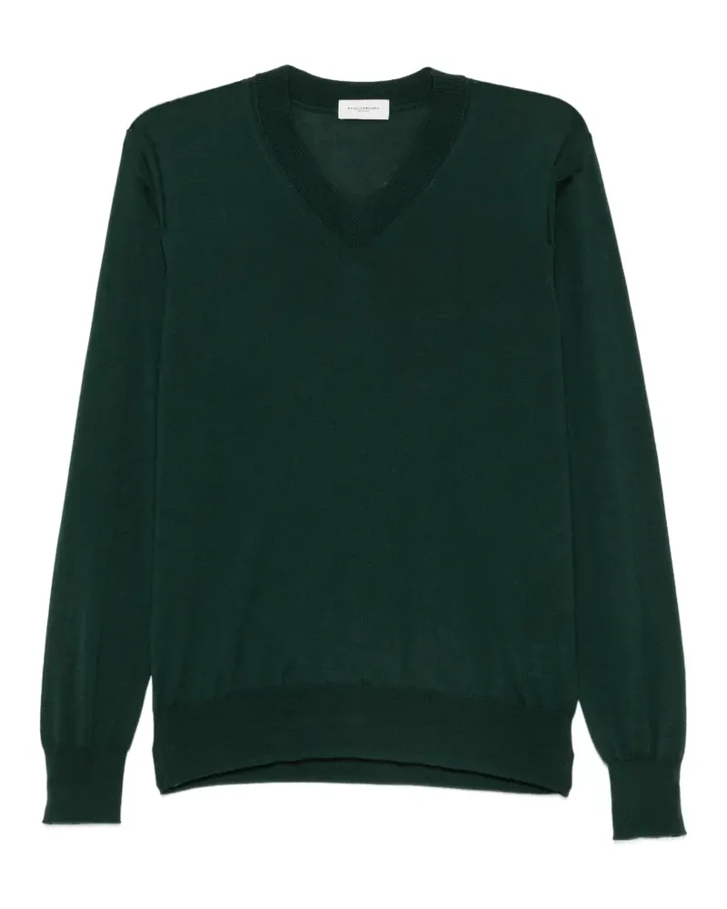 Paolo Pecora Milano Pullover mit V-Ausschnitt - Grün Grün