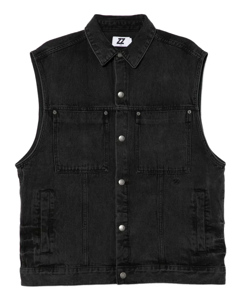 Izzue Jeansjacke mit Logo-Stickerei - Schwarz Schwarz