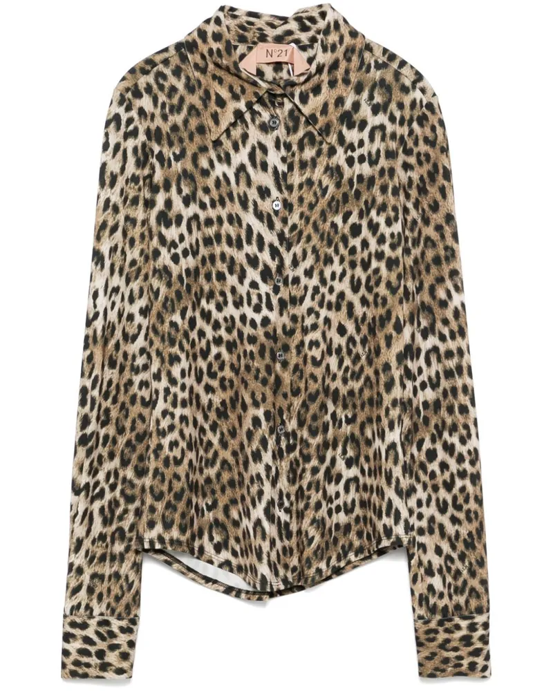 N° 21 Bluse mit Leoparden-Print - Braun Braun