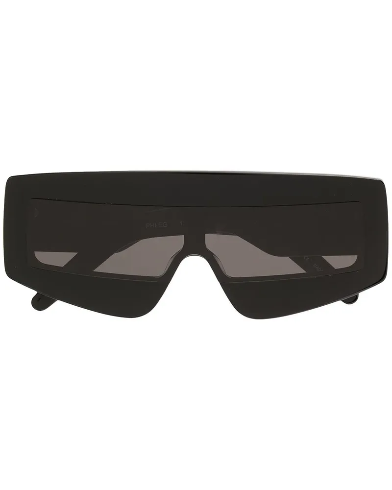 Rick Owens Sonnenbrille im Visierdesign - Schwarz Schwarz
