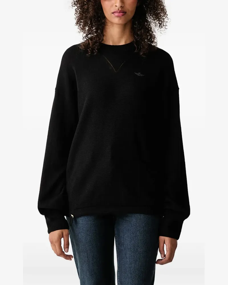 Aeronautica Militare logo-embroidered crew neck sweater - Schwarz Schwarz