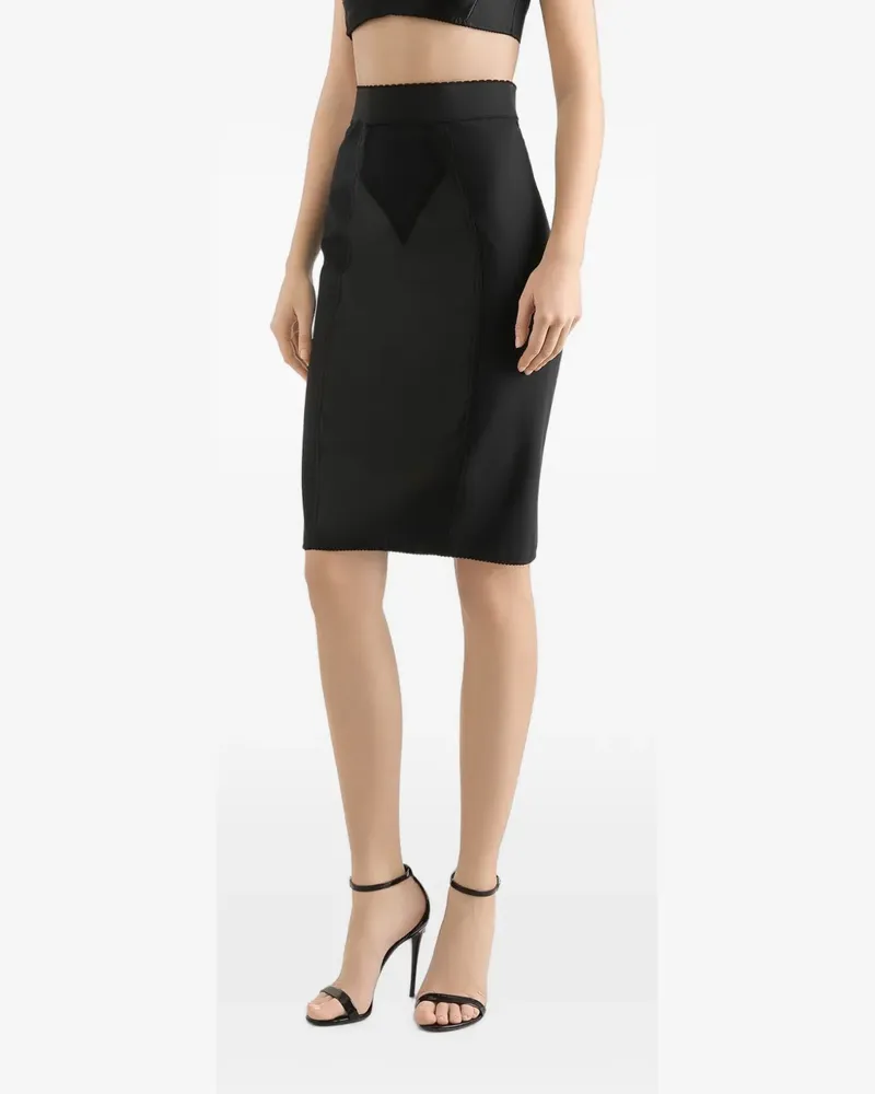Dolce & Gabbana Bleistiftrock mit Spitzeneinsätzen - Schwarz Schwarz