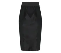 Bleistiftrock mit Spitzeneinsätzen - Schwarz