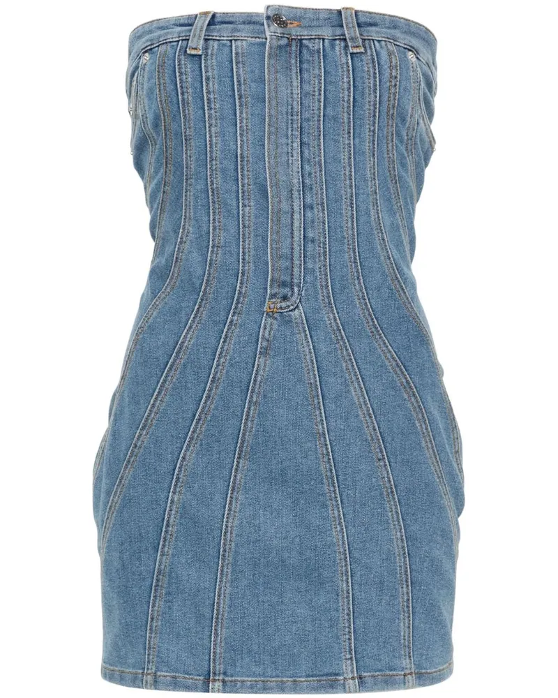 Thierry Mugler Kurzes Bustier-Jeanskleid - Blau Blau