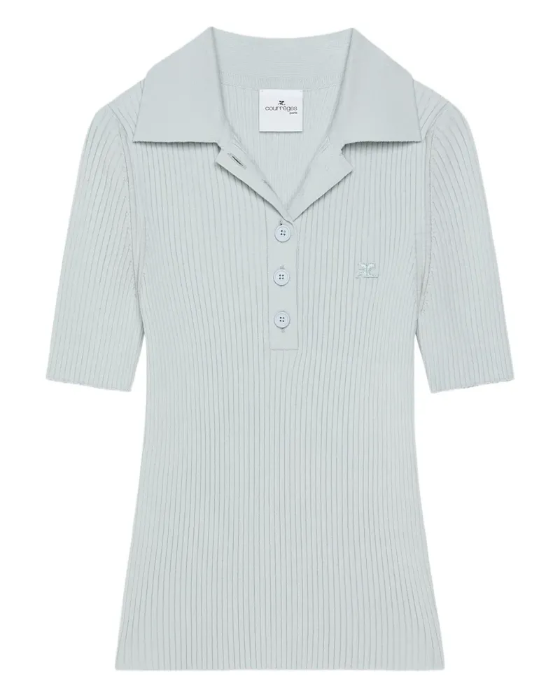 Courrèges Geripptes Oberteil - Blau Blau