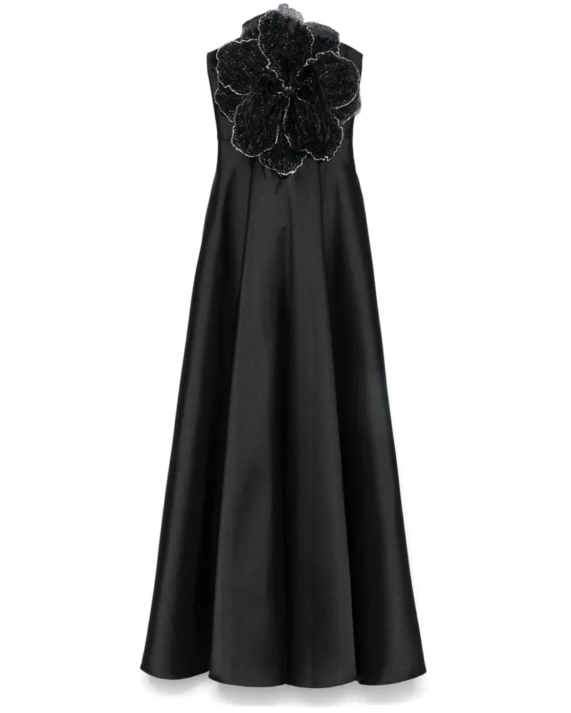 NISSA Maxikleid mit Blumenapplikation - Schwarz Schwarz