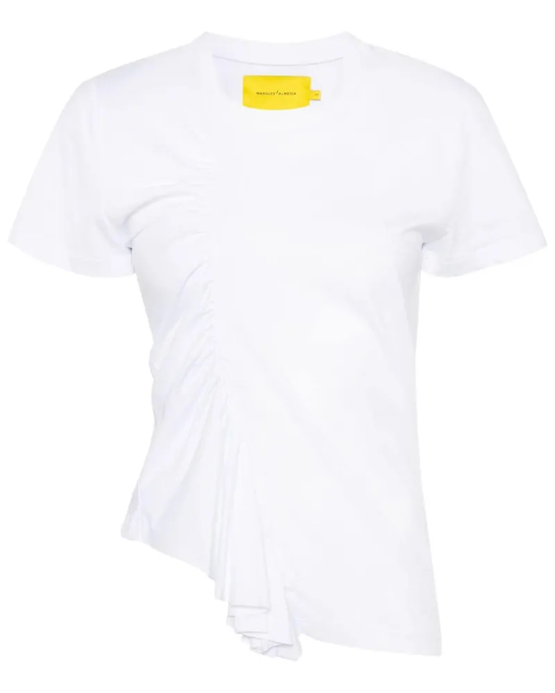 Marques ' Almeida T-Shirt mit Raffungen - Weiß Weiß