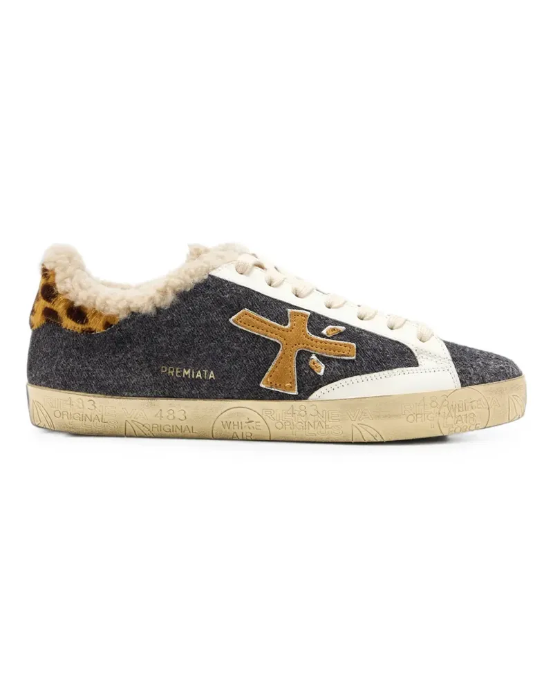 Premiata Steven D shearling-trim sneakers - Grau Grau