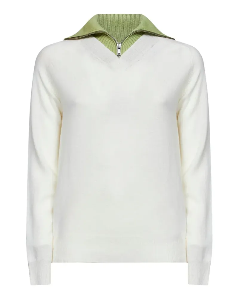 Maison Margiela layered-effect zip-collar sweater - Weiß Weiß