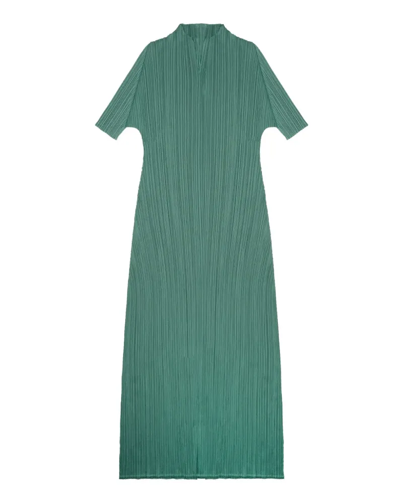Issey Miyake March pleated short-sleeve midi dress - Grün Grün