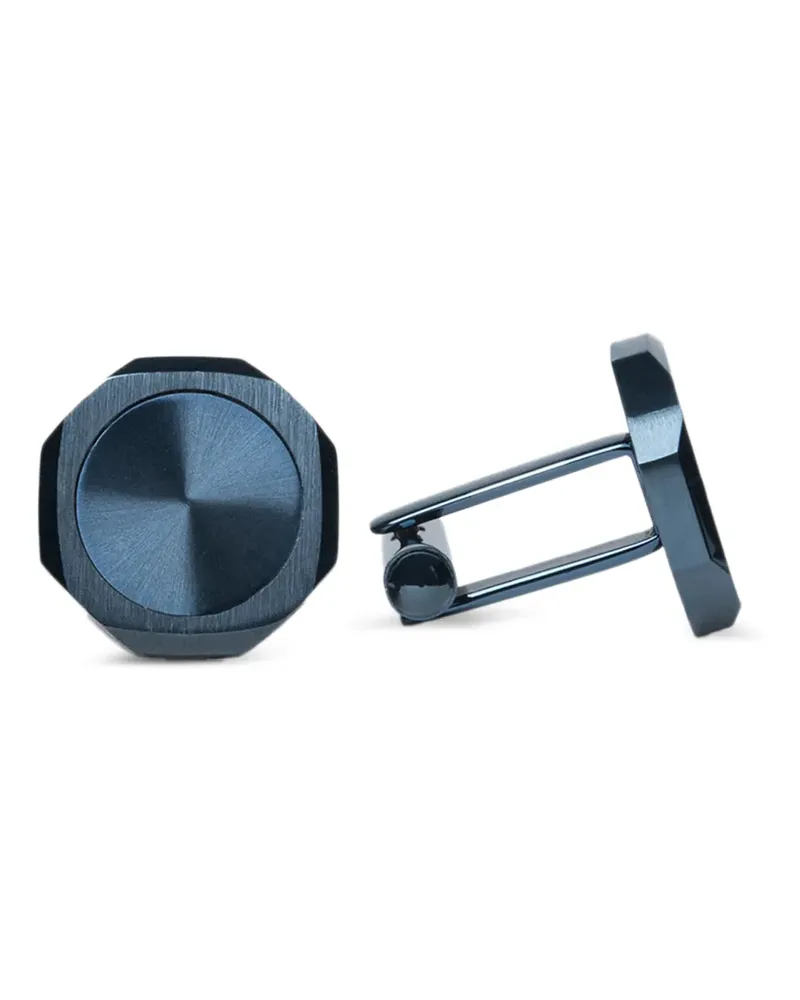 D1 Milano octagonal sunray-brushed cufflinks - Blau Blau