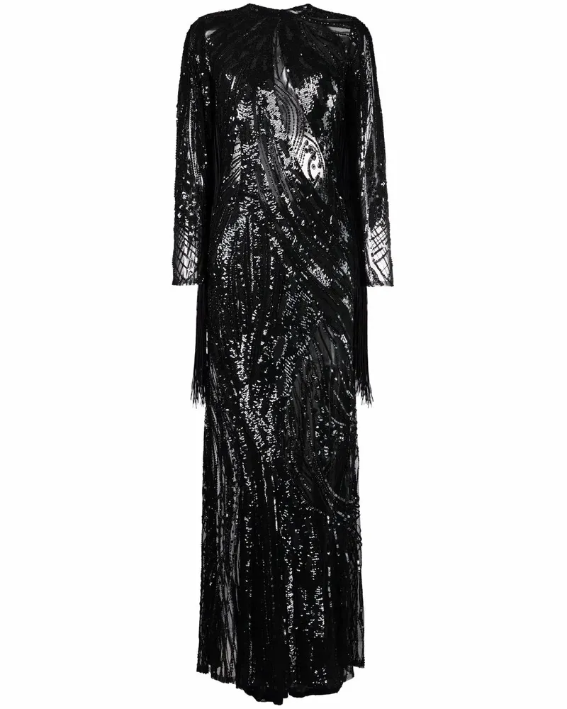 Elie Saab Abendkleid mit Perlen - Schwarz Schwarz