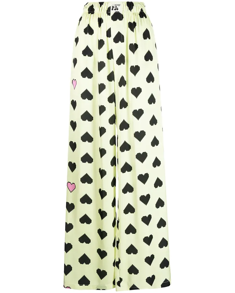 Natasha Zinko Weite Hose mit Herz-Print - Gelb Gelb