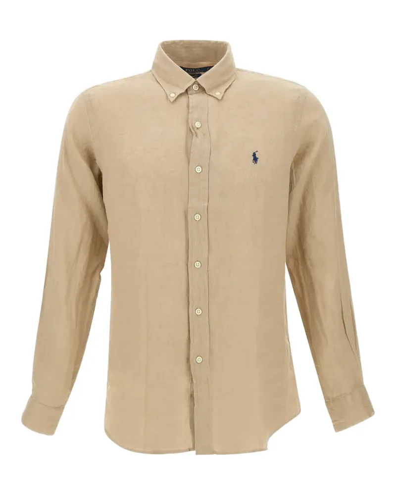 Ralph Lauren embroidered-logo button-down shirt - Nude Nude
