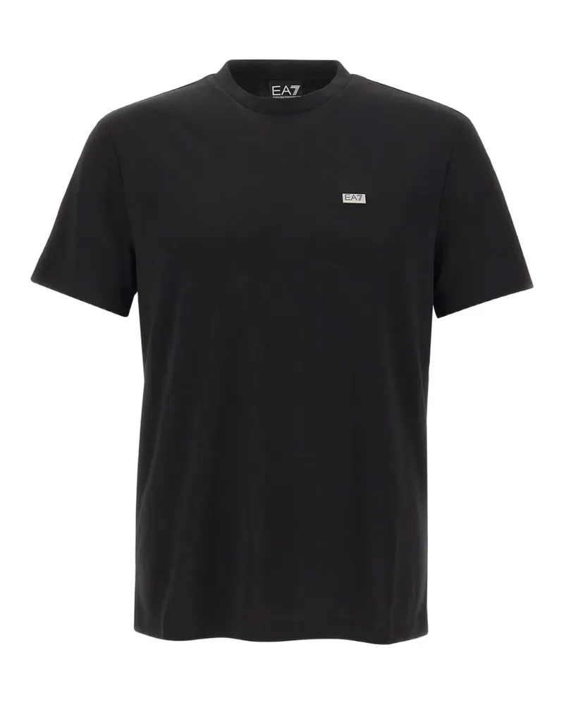 EA7 T-Shirt mit Logo-Schild - Schwarz Schwarz