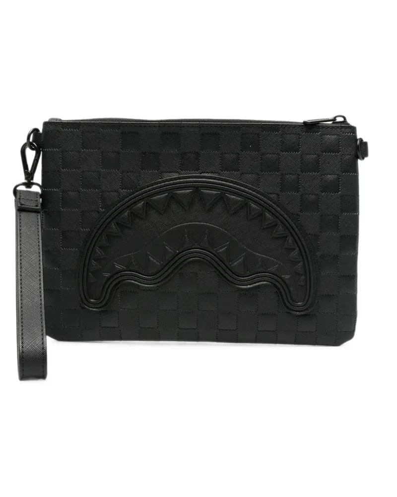 Sprayground Karierte Shark Mouth Clutch - Schwarz Schwarz