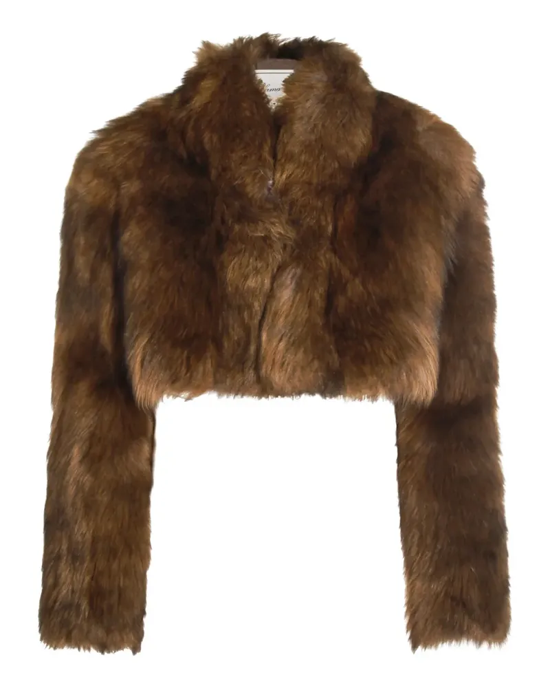 Blumarine Cropped-Mantel mit Stehkragen - Braun Braun