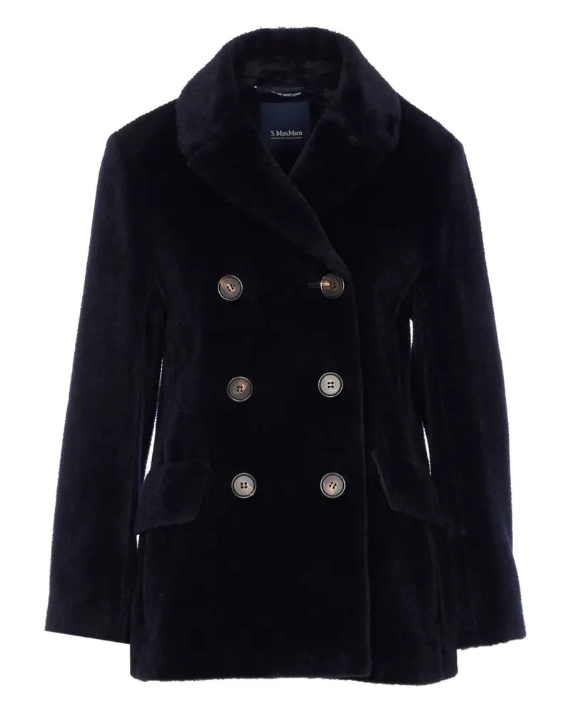 Max Mara Doppelreihige Jacke aus Fake Fur - Blau Blau