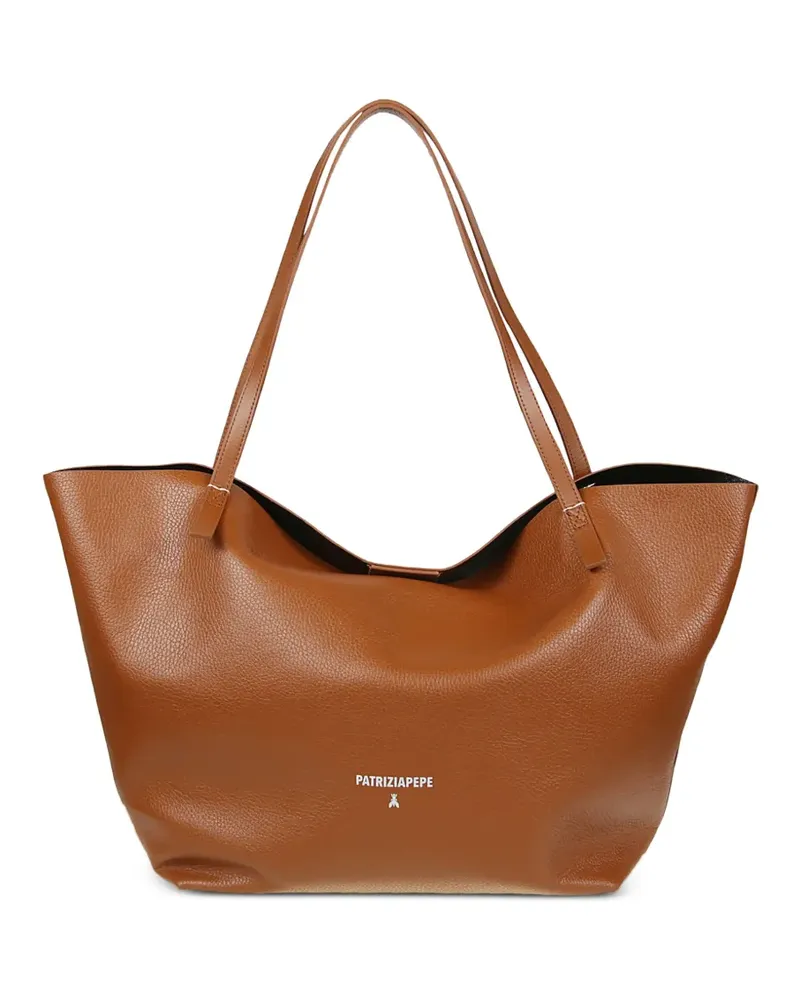 Patrizia Pepe Never Complete leather tote bag - Braun Braun