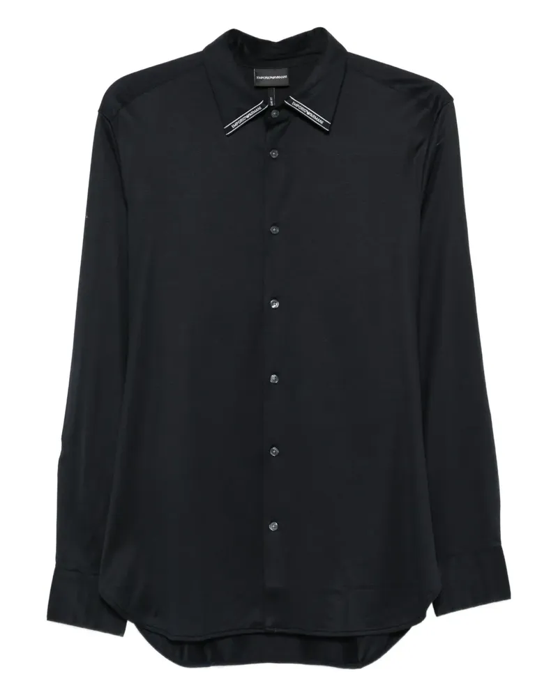 Emporio Armani Hemd mit Logo-Etikett - Blau Blau