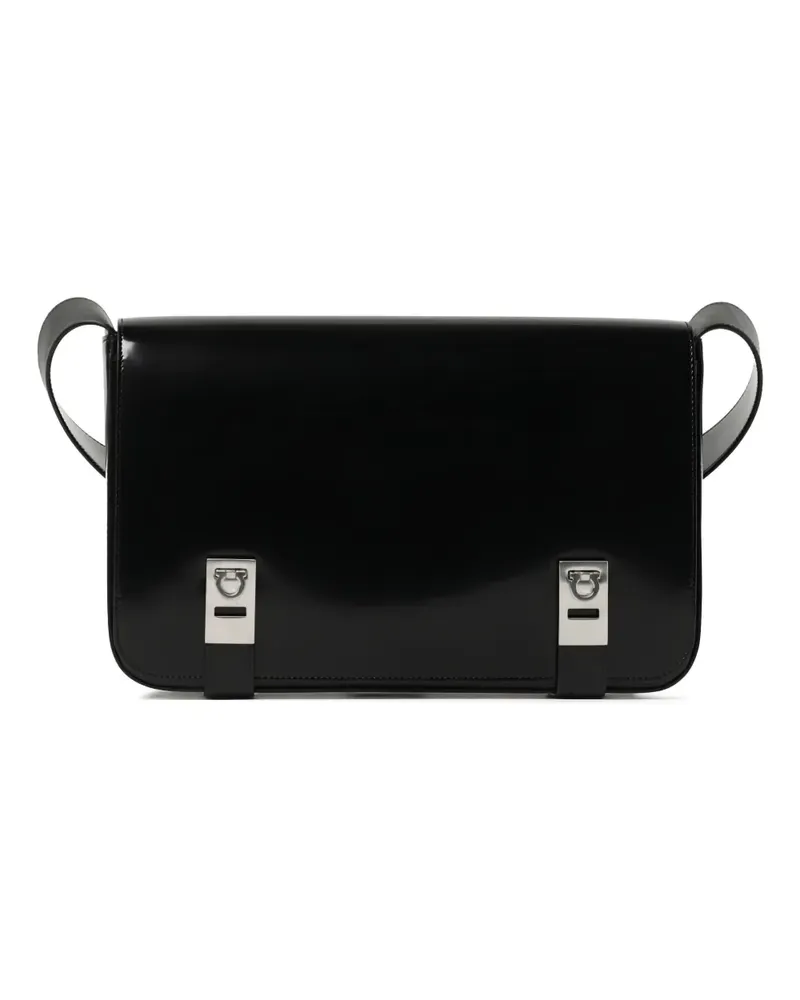 Ferragamo Schultertasche aus Lackleder mit Schnalle - 163 BLACK 163