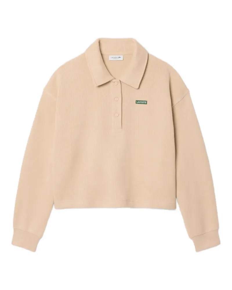 Lacoste Gerippter Strickpullover mit Logo-Patch - Nude Nude