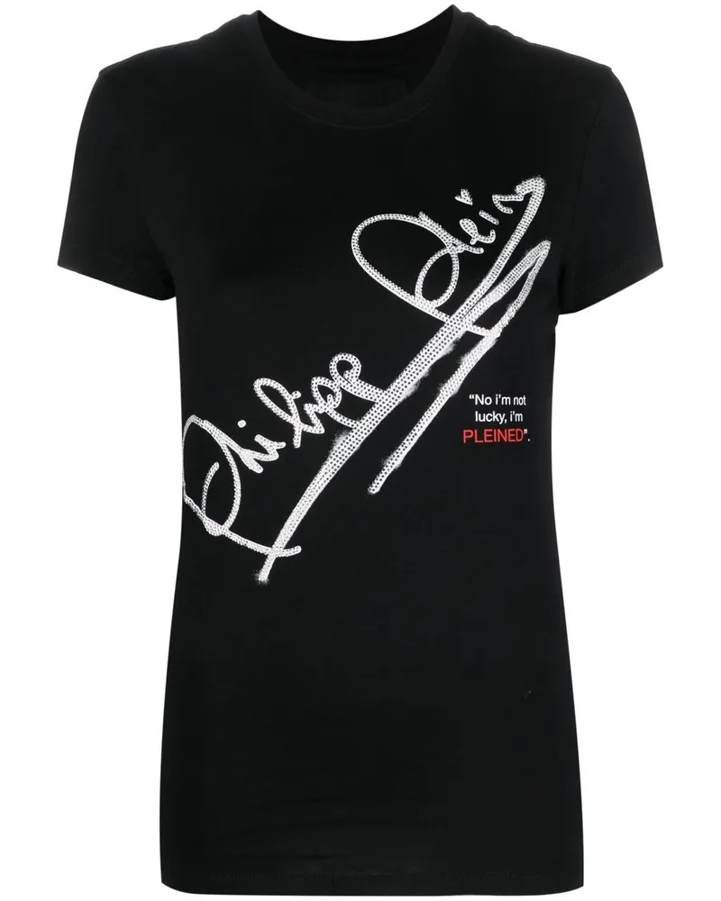 Philipp Plein T-Shirt mit Signaturen - Schwarz Schwarz