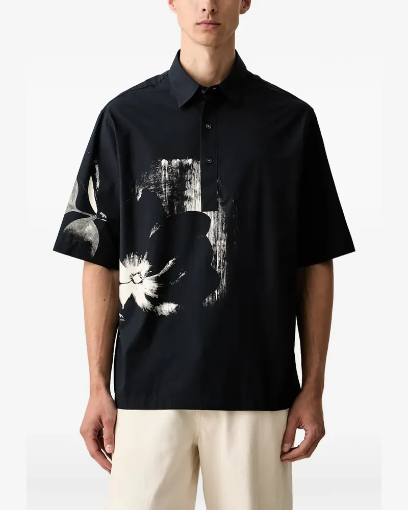 Armani Exchange floral-print short-sleeve shirt - Schwarz Schwarz