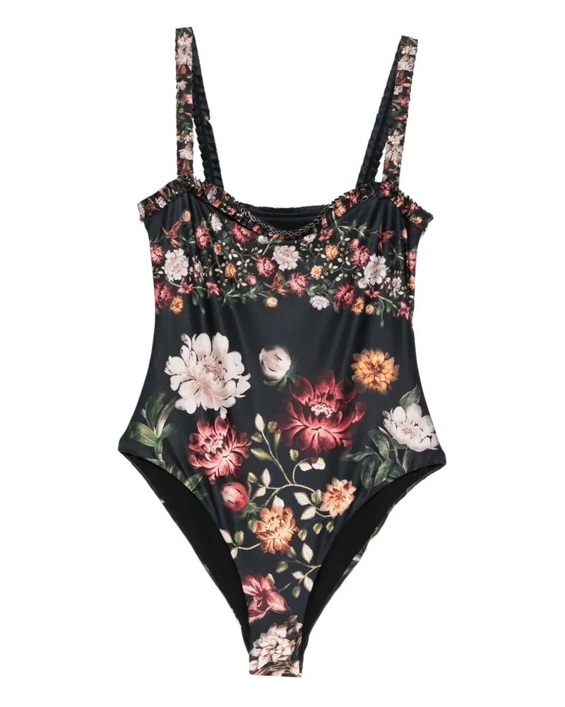 AGUA BENDITA Limon Paramo ruffled-floral swimsuit - Blau Blau