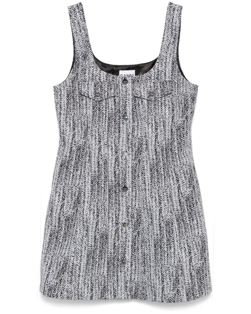 Ganni Minikleid aus Tweed - Blau Blau