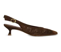 Perforierte Slingback-Pumps - Braun