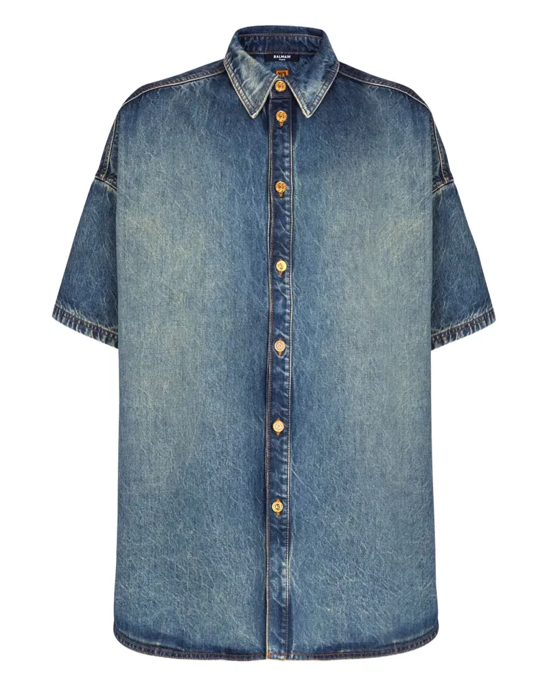 Balmain Kurzärmeliges Hemd - Blau Blau